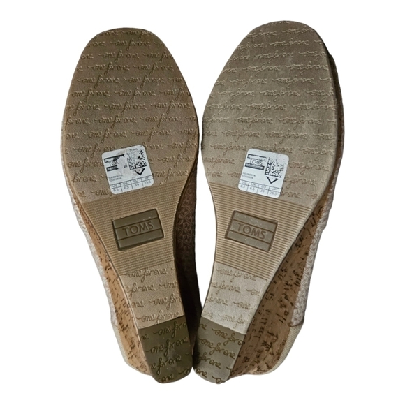 Toms Natural Woven Triangle & Cork Wedge Tan Shoes Womens 8.5 - Picture 5 of 7